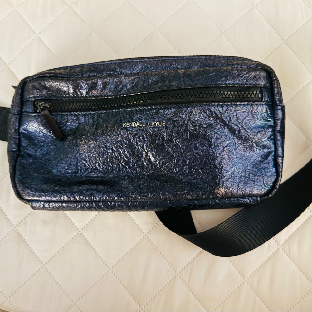 Kendall + Kylie Blue Metallic Belt Bag